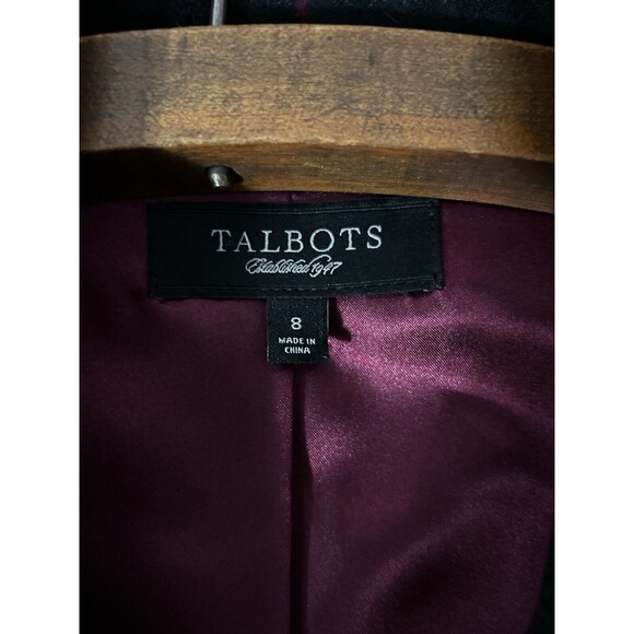 Talbots-Black Plaid Jacket/Blazer-Wool Blend-Lined-English Country-Academia-Sz 8 - Picture 2 of 10